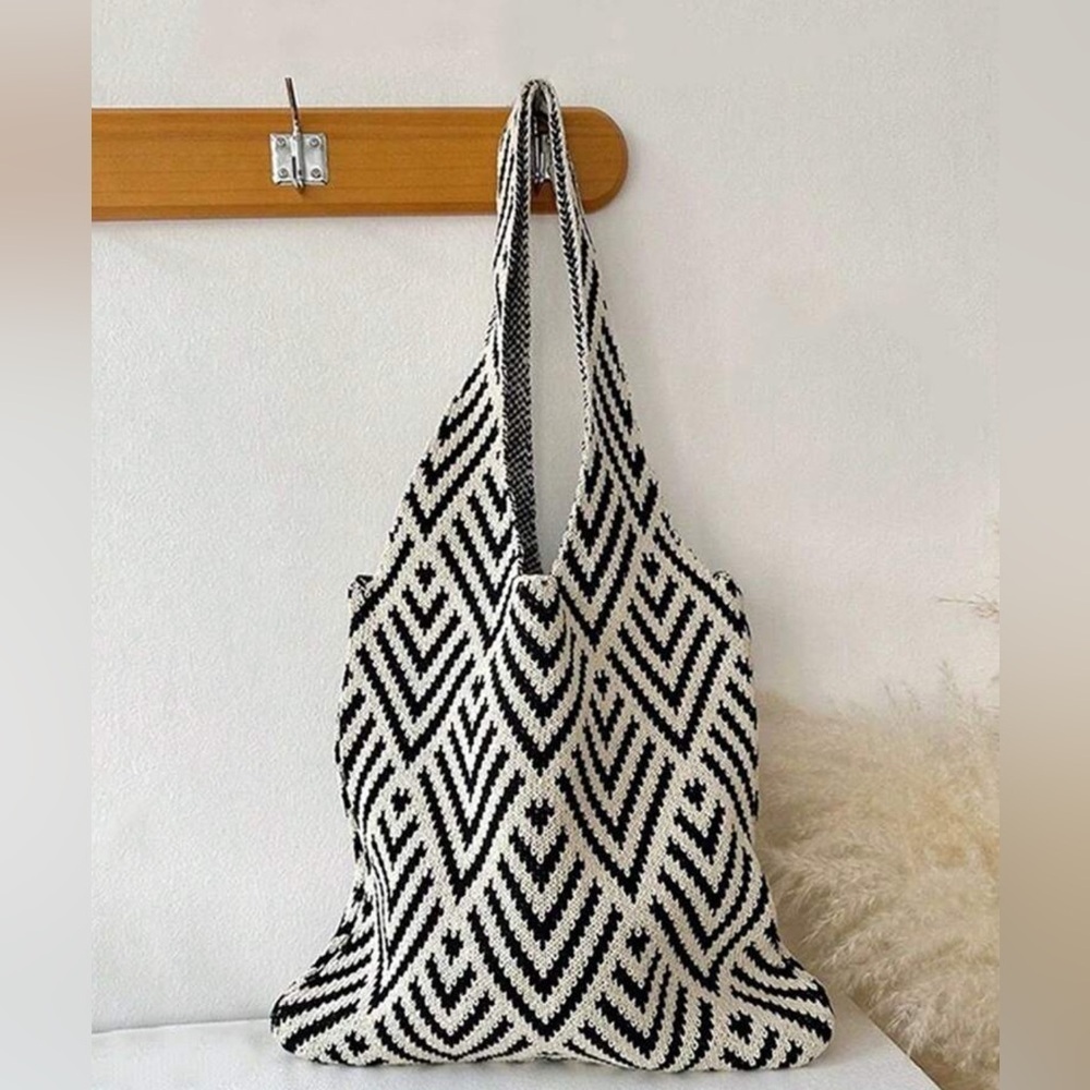 NEW Black and White Geometric Tote Bag